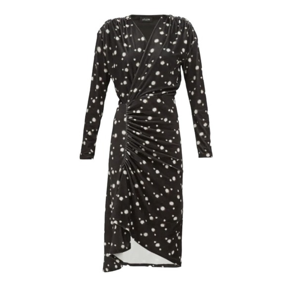 Atlein Ruched Velour Long Sleeve Surplice Wrap Dress Womens 40 | 8 NWT $1055 - Picture 3 of 11